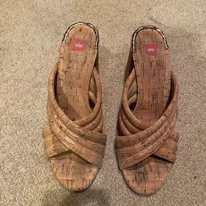 Elaine Turner Cork Heeled Slide, Size 7.5.